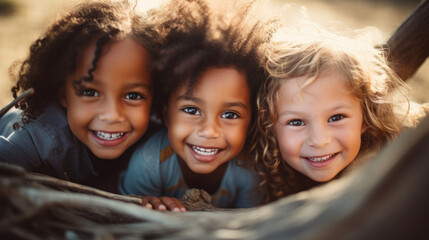 portrait of happy group of multiracial children . diversity - Powered by Adobe