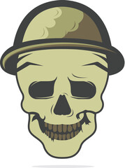 Skull in soldier helmet vector logo design.
