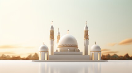 Obraz premium The mosque is a beautiful and ornate structure, with a large dome and minarets. 