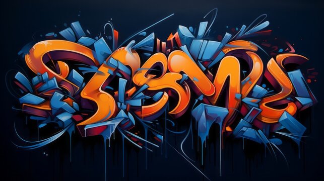 graffiti style on indigo background