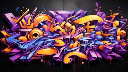 background of illustation in graffiti style on purple background