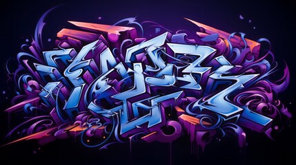 background of illustation in graffiti style on purple background