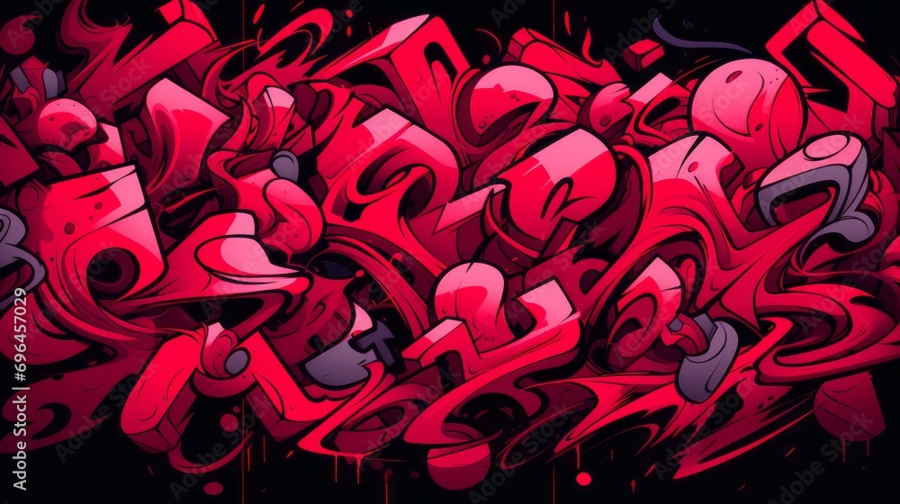 Poster backrgound in graffiti style on ruby background