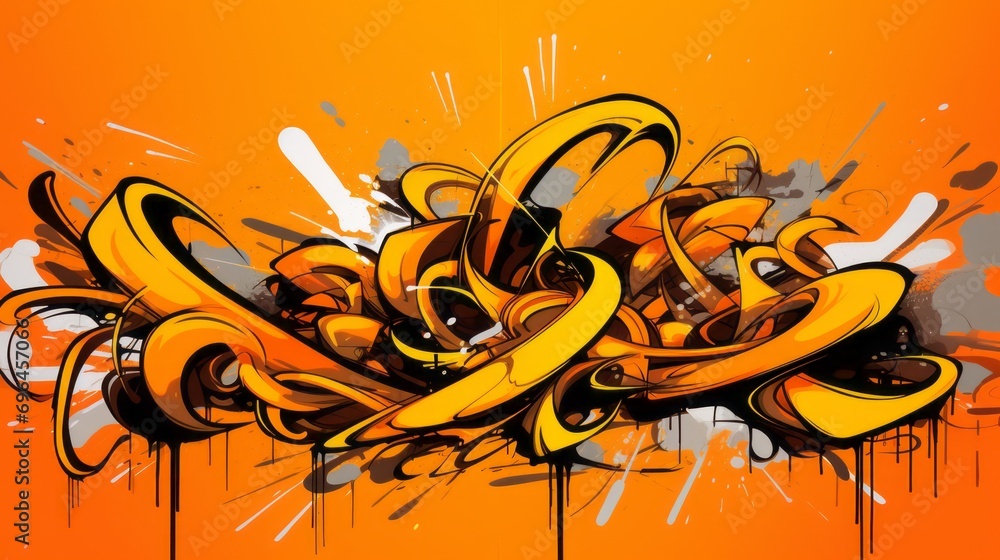 Poster background of graffiti style on tangerine background