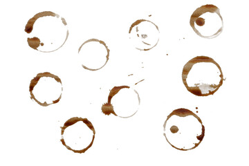 different coffee stains isolated transparency background. - 696457093