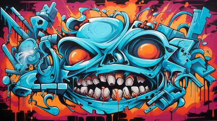 background at graffiti style on turquoise background