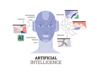 Banner about artificial intelligence flat style, vector illustration