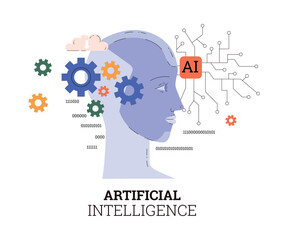 Banner about artificial intelligence flat style, vector illustration