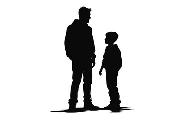 A Father with Son Silhouette vector isolated on a white background