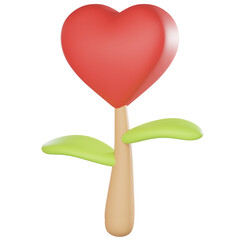 cute 3d icon of a tree that grows with love