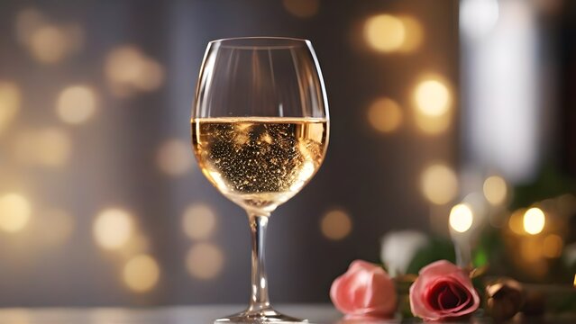 An image that highlights the close-up details of a wine or champagne glass, capturing the reflections, the play of light on the glass, generative AI, background image