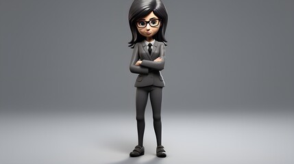3D Render Corporate Woman in a Suit in Plain Background, Corporate Professional, Businesswoman, Career