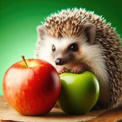 hedgehog with apple
