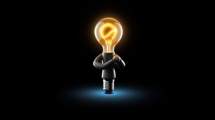 3D Render Man with an Idea Bulb Icon in Plain Background, Creative Thinking, Innovation, Idea Generation