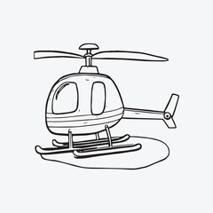 Helicopter coloring page hand drawn for kids vector black and white color