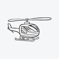 Helicopter coloring page hand drawn for kids vector black and white color