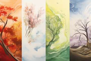 Timeless Transitions: Abstract Interpretation of the Ever-Changing Seasons, Merging Spring, Summer, Fall, and Winter