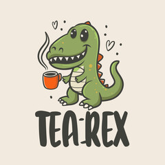 Obraz premium Whimsical Dino Tea Time: Tea Rex SVG for DIY Crafts