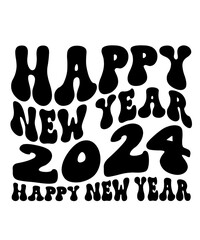 New Year 2024 text design for T-shirts and apparel on plain white transparent isolated background for shirt, hoodie, sweatshirt, card, tag, mug, icon, logo or badge