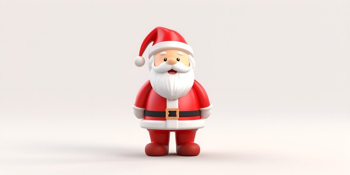 3D Render Simple Santa Standing in Plain Background, Santa Claus, Christmas, Festive