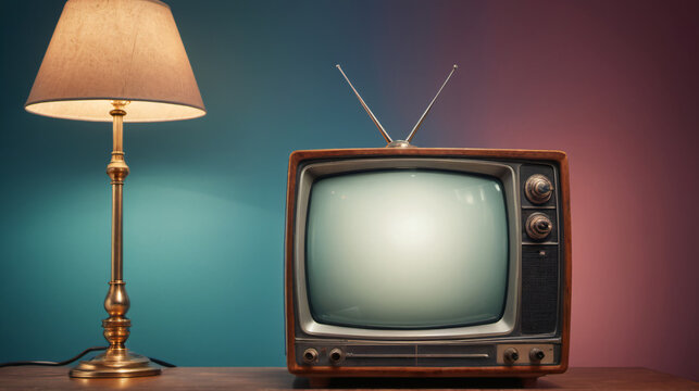 Old Television and Table Lamp