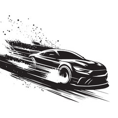 Racing car silhouette - Energetic Racing Car Silhouette for Dynamic Visuals - Racing car black vector
 - obrazy, fototapety, plakaty