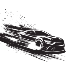 Fototapeten Racing car silhouette - Energetic Racing Car Silhouette for Dynamic Visuals - Racing car black vector  © Verslood