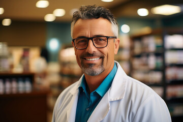 Fototapeta premium Druggist's Oasis: Peaceful Pharmacy Composition