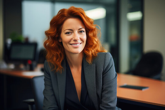 Friendly Redhead Psychologist in Professional Office