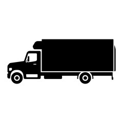 Truck icon. Delivery van. Black silhouette. Side view. Vector simple flat graphic illustration. Isolated object on a white background. Isolate.