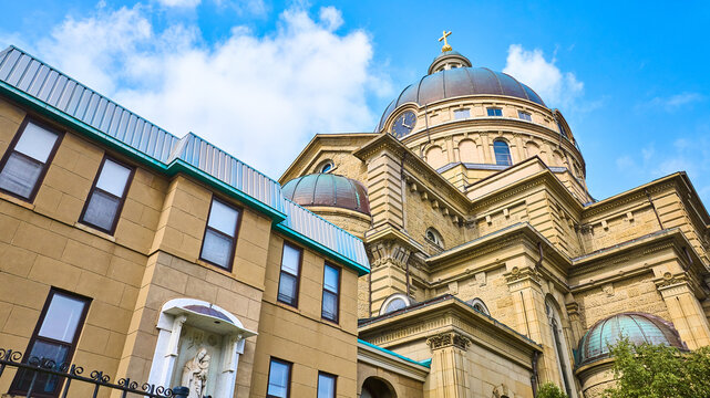 Aerial View of Basilica of St Josaphat Dome and Cross, Milwaukee