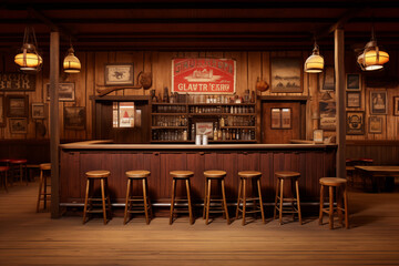 A photograph of quiet western saloon - obrazy, fototapety, plakaty