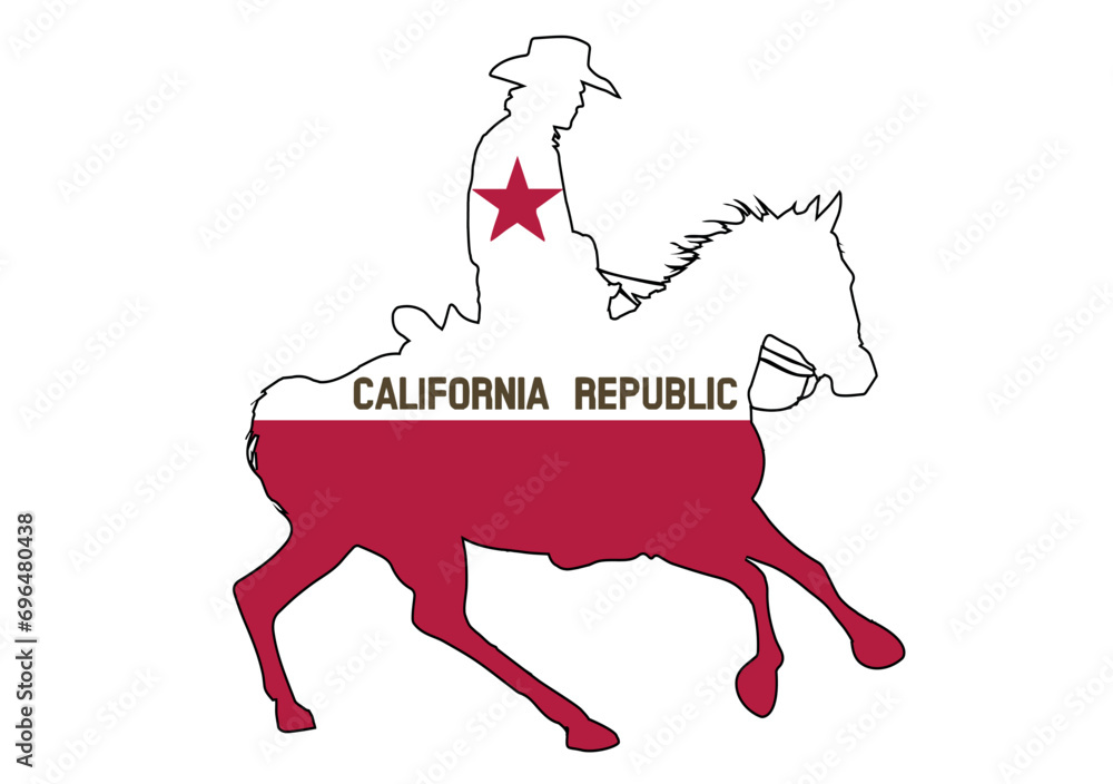 Poster California Flag Cowboy