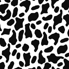 Black and white spotted cow skin texture background. To design square banners, postcards, social media posts. Themes of farming, dairy products, milk, organic food.