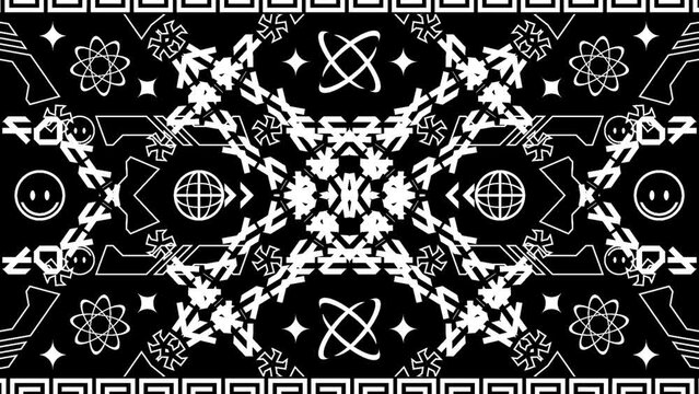 Abstract background with black and white stripes. Seamlessly looping video. Black pattern. 4K animated video