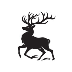 Wild Deer Silhouette - Picturesque Wilderness with Elegant Deer Silhouettes Wild Deer Black Vector

