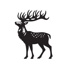 Wild Deer Silhouette - Elegant Silhouetted Deer Family in Sunlit Meadow Wild Deer Black Vector
