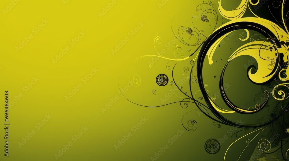 Aufkleber abstract floral chartreuse background illustration in swirls and flourishes style with space for you