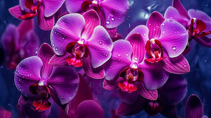 Abstract Magenta Orchid Texture, Flowers Pattern with Focus on Vibrant Petal Details. Orchid Pattern Background - obrazy, fototapety, plakaty