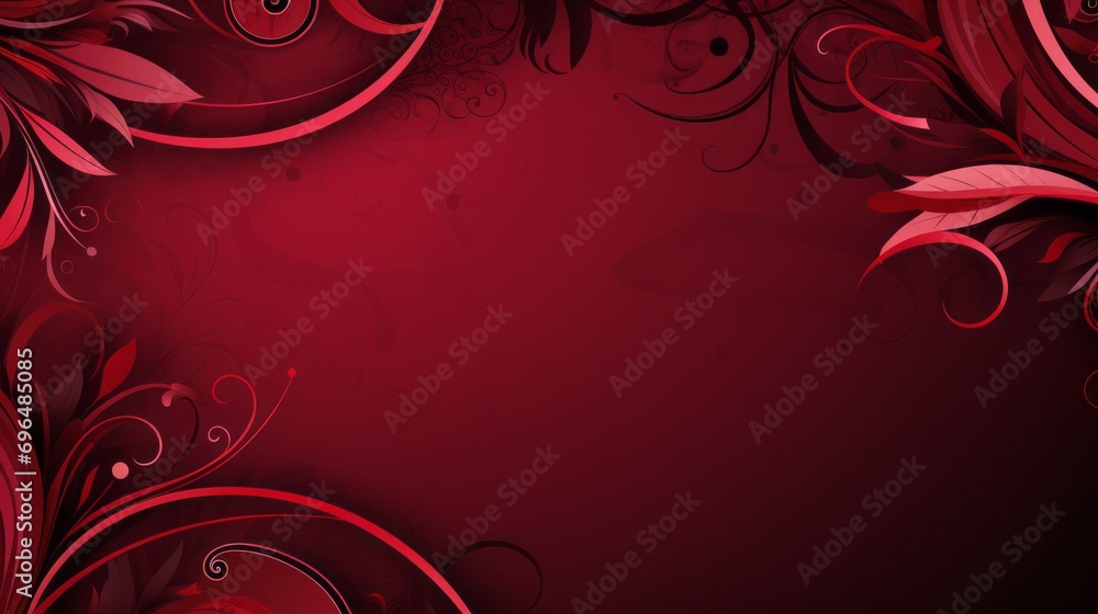 Aufkleber ruby floral abstract background in swirls and flourishesstyle art with space for you text and graphi
