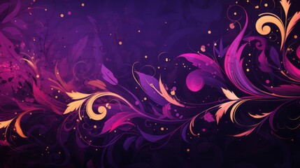 purple floral background in swirls and flourishesstyle art with space for you text and graphics