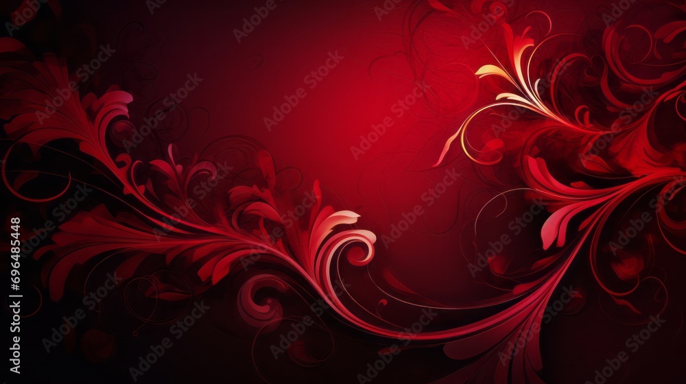 Aufkleber ruby floral abstract background in swirls and flourishesstyle art with space for you text and graphi