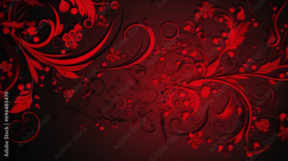 Aufkleber ruby floral abstract background in swirls and flourishesstyle art with space for you text and graphi