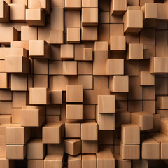 abstract block stack wooden 3d cubes on the wall for background.