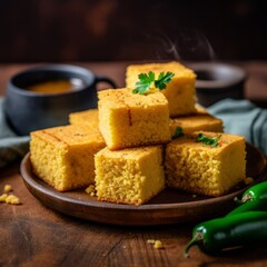Corn bread made from corn flour. Close up