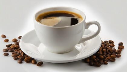 Naklejka premium White cup of coffee isolated on the white background 