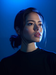 A beautiful girl wearing black crewneck shirt