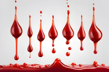 Fotobehang red drops and splashes of ketchup sauce © Udayakumar