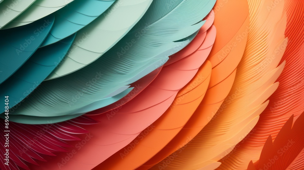 Poster feathers of a multicolored parrot bird for pattern and wallpaper