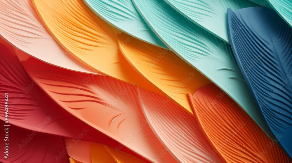 Poster feathers of a multicolored parrot bird for pattern and wallpaper